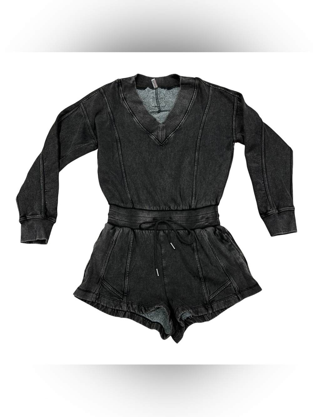 NWT Free People Movement Washed Black Romper XS Zipper Pockets - Picture 4 of 9
